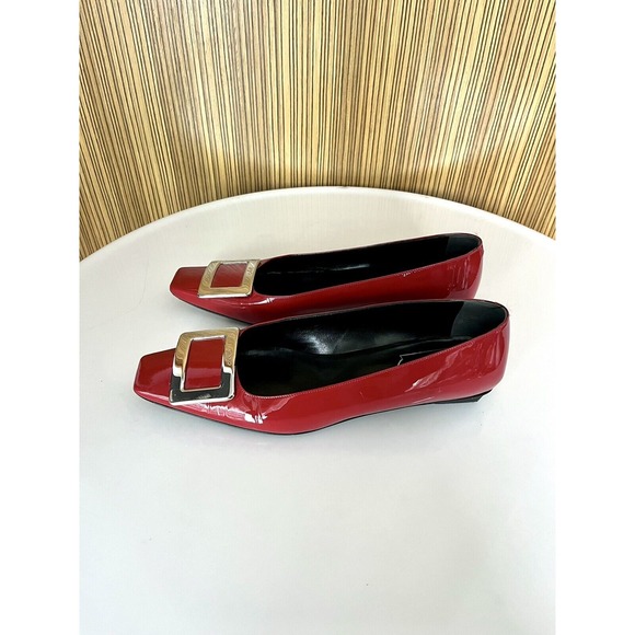 Roger Vivier $750 25mm Belle Patent Leather Low Heel Ballet Flats Red 39.5 9 - Picture 4 of 9